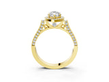 Yellow gold Marquise Cut Halo Round Diamond Twist Band with Four-Prong Setting_18