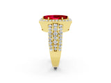 Yellow gold Marquise Cut Halo Ruby Ring with Split Shank and Four-Prong Setting_2