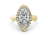 Yellow gold Marquise Cut Halo Solitaire Engagement Ring with Square Band and Four-Prong Setting_66