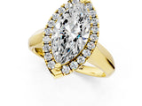 Yellow gold Marquise Cut Halo Solitaire Engagement Ring with Square Band and Four-Prong Setting_67