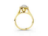 Yellow gold Marquise Cut Halo Solitaire Engagement Ring with Square Band and Four-Prong Setting_69