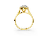 Yellow gold Marquise Cut Halo Solitaire Engagement Ring with Square Band and Four-Prong Setting_93