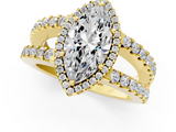 Yellow gold Marquise Cut Halo Split Shank Diamond Ring with Four-Prong Setting_65