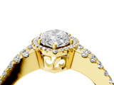 Yellow gold Marquise Cut Halo Split Shank Diamond Ring with Four-Prong Setting_68