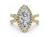 Yellow gold Marquise Cut Halo Split Shank Pave Set Ring_71