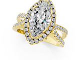 Yellow gold Marquise Cut Halo Split Shank Pave Set Ring_72