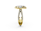Yellow gold Marquise Cut Halo Split Shank Pave Set Ring_73