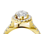 Yellow gold Marquise Cut Halo Split Shank Pave Set Ring_75