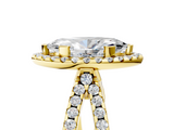 Yellow gold Marquise Cut Halo Split Shank Pave Set Ring_76