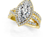 Yellow gold Marquise Cut Halo Split Shank Prong Setting Ring_13