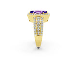 Yellow gold Marquise Cut Halo Tanzanite Ring with Split Shank and Four-Prong Setting_2