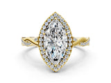 Yellow gold Marquise Cut Halo Twist Band with Four-Prong Setting_15