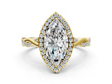 Yellow gold Marquise Cut Halo Twist Band with Four-Prong Setting_3