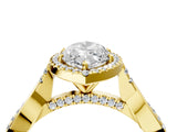 Yellow gold Marquise Cut Halo Twist Band with Four-Prong Setting_7
