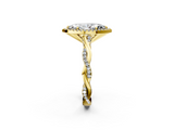 Yellow gold Marquise Cut Halo Twisted Band Four-Prong Ring_30