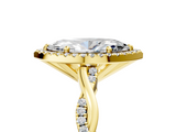 Yellow gold Marquise Cut Halo Twisted Band Four-Prong Ring_33