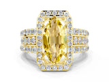 Yellow gold Marquise Cut Halo Yellow Sapphire Ring with Split Shank and Four-Prong Setting_24