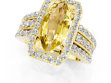 Yellow gold Marquise Cut Halo Yellow Sapphire Ring with Split Shank and Four-Prong Setting_25