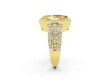Yellow gold Marquise Cut Halo Yellow Sapphire Ring with Split Shank and Four-Prong Setting_26