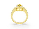 Yellow gold Marquise Cut Halo Yellow Sapphire Ring with Split Shank and Four-Prong Setting_27