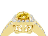 Yellow gold Marquise Cut Halo Yellow Sapphire Ring with Split Shank and Four-Prong Setting_28