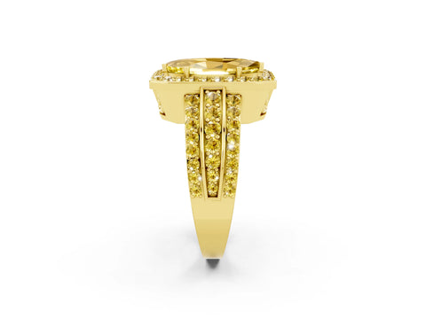 Yellow gold Marquise Cut Halo Yellow Sapphire Ring with Split Shank and Four-Prong Setting_2