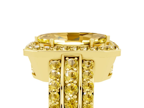 Yellow gold Marquise Cut Halo Yellow Sapphire Ring with Split Shank and Four-Prong Setting_5