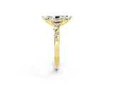 Yellow gold Marquise Cut Moissanite Cluster Side Stone Solitaire Ring with Prong Setting_36