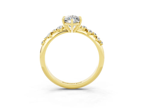 Yellow gold Marquise Cut Moissanite Cluster Side Stone Solitaire Ring with Prong Setting_37