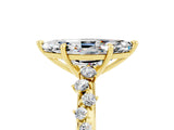 Yellow gold Marquise Cut Moissanite Cluster Side Stone Solitaire Ring with Prong Setting_39