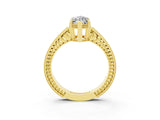 Yellow gold Marquise Cut Moissanite Engagement Ring with Milgrain Channel Set Band and Prong Setting_3