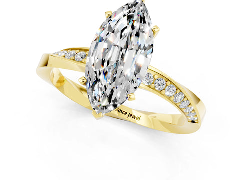Yellow gold Marquise Cut Moissanite Engagement Ring with Side Stone Accents and Four-Prong Setting_28