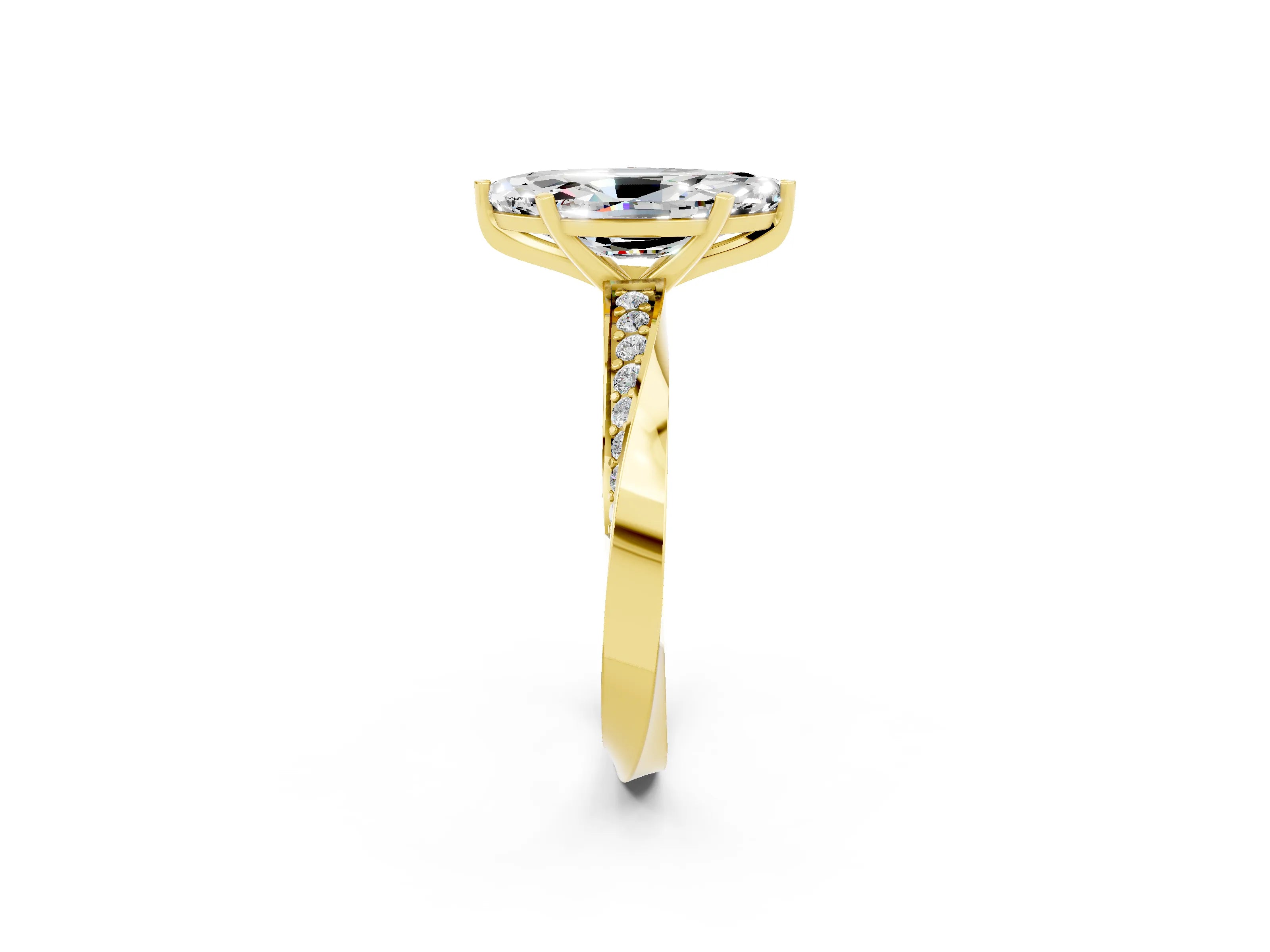 Yellow gold Marquise Cut Moissanite Engagement Ring with Side Stone Accents and Four-Prong Setting_29