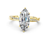 Yellow gold Marquise Cut Moissanite Engagement Ring with Side Stone Accents and Four-Prong Setting_60