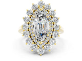 Yellow gold Marquise Cut Moissanite Floral Double Halo Engagement Ring with Prong Setting_61