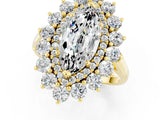 Yellow gold Marquise Cut Moissanite Floral Double Halo Engagement Ring with Prong Setting_62