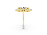 Yellow gold Marquise Cut Moissanite Floral Double Halo Engagement Ring with Prong Setting_63