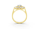 Yellow gold Marquise Cut Moissanite Floral Double Halo Engagement Ring with Prong Setting_64