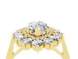 Yellow gold Marquise Cut Moissanite Floral Double Halo Engagement Ring with Prong Setting_65