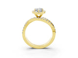 Yellow gold Marquise Cut Moissanite Halo Ring with Round Split Shank and Prong Setting_51