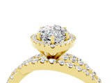 Yellow gold Marquise Cut Moissanite Halo Ring with Round Split Shank and Prong Setting_52