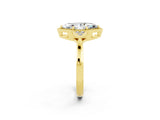Yellow gold Marquise Cut Moissanite Halo Ring with Tapered Band and Four-Prong Setting_2