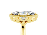 Yellow gold Marquise Cut Moissanite Halo Ring with Tapered Band and Four-Prong Setting_5