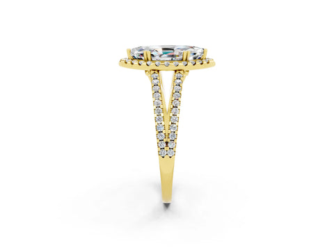 Yellow gold Marquise Cut Moissanite Halo Split Shank Engagement Ring_14