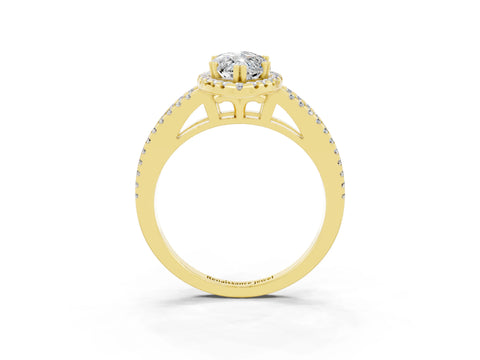 Yellow gold Marquise Cut Moissanite Halo Split Shank Engagement Ring_15