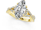 Yellow gold Marquise Cut Moissanite  Halo Twist Band Solitaire Prong Setting Ring_25