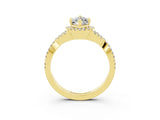 Yellow gold Marquise Cut Moissanite  Halo Twist Band Solitaire Prong Setting Ring_27