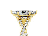 Yellow gold Marquise Cut Moissanite  Halo Twist Band Solitaire Prong Setting Ring_29