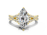Yellow gold Marquise Cut Moissanite  Halo Twist Band Solitaire Prong Setting Ring_42