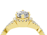 Yellow gold Marquise Cut Moissanite  Halo Twist Band Solitaire Prong Setting Ring_46